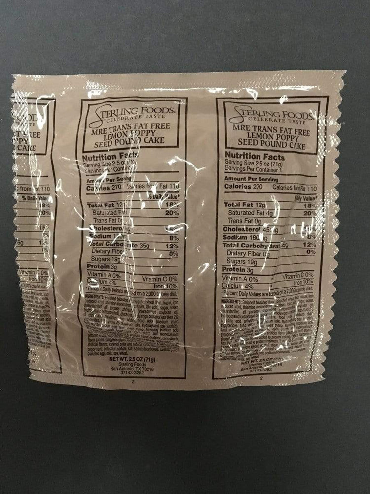 USA MRE Lemon Poppyseed Pound Cake