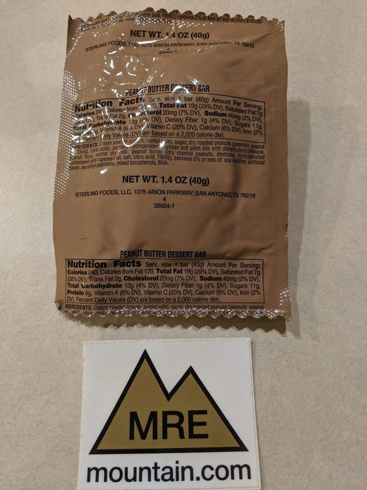 USA MRE Peanut Butter Dessert Bar  SET OF 12 BARS